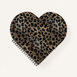 Luxus Glitter Braun Schwarz Gold Leopard Muster Notizblock