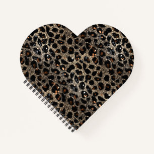 Luxus Glitter Braun Schwarz Gold Leopard Muster Notizblock