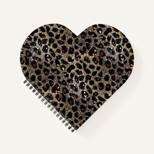 Luxus Glitter Braun Schwarz Gold Leopard Muster Notizblock (Vorderseite)