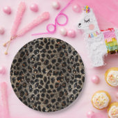 Luxus Glitter Braun Schwarz Gold Leopard Muster Pappteller (Party)