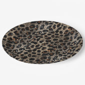 Luxus Glitter Braun Schwarz Gold Leopard Muster Pappteller (Schrägansicht)
