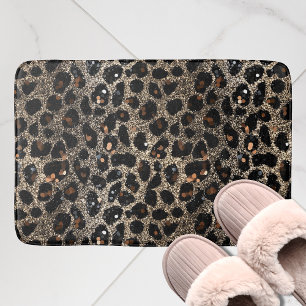 Luxus-Glitter-Braun-Schwarz-Gold-Leopardenmuster Badematte