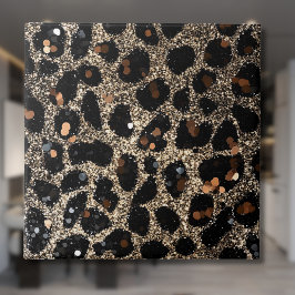 Luxus-Glitter-Braun-Schwarz-Gold-Leopardenmuster Fliese