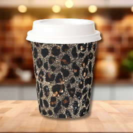 Luxus-Glitter-Braun-Schwarz-Gold-Leopardenmuster Pappbecher