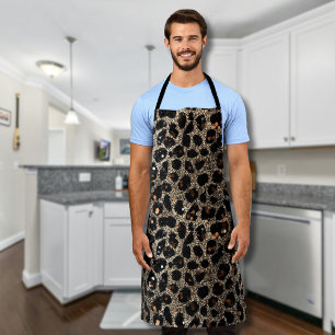 Luxus-Glitter-Braun-Schwarz-Gold-Leopardenmuster Schürze