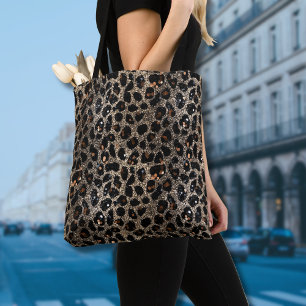 Luxus-Glitter-Braun-Schwarz-Gold-Leopardenmuster Tasche