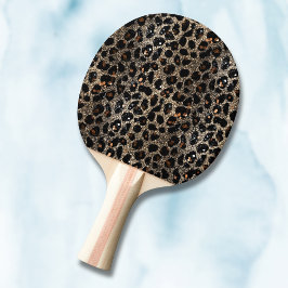 Luxus-Glitter-Braun-Schwarz-Gold-Leopardenmuster Tischtennis Schläger
