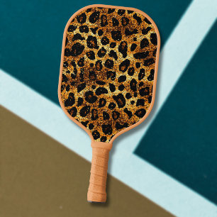 Luxus Glitter Gold Braun Rost Leoparden Muster Pickleball Schläger