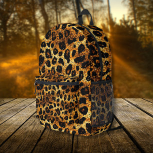 Luxus-Glitter-Gold-Braun-Rost-Leopardenmuster Bedruckter Rucksack