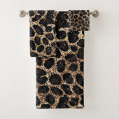 Luxus Glitter Gold Braun Schwarz Leopard Muster Badhandtuch Set (Insitu)
