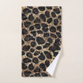 Luxus Glitter Gold Braun Schwarz Leopard Muster Badhandtuch Set (Handtuch)