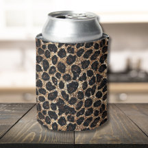 Luxus Glitter Gold Braun Schwarz Leopard Muster