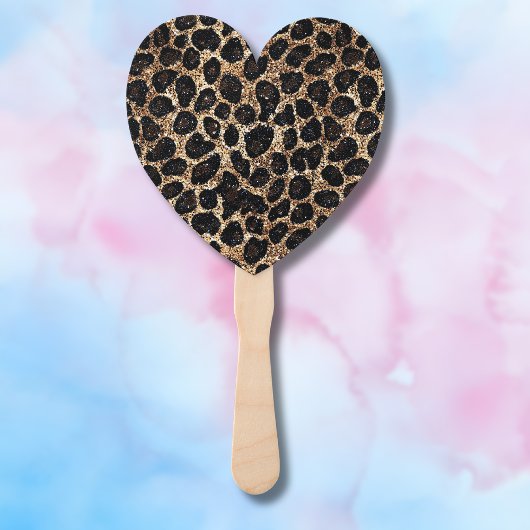 Luxus Glitter Gold Braun Schwarz Leopard Muster Fächer