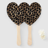Luxus Glitter Gold Braun Schwarz Leopard Muster Fächer (Vorne und Hinten)