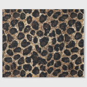 Luxus Glitter Gold Braun Schwarz Leopard Muster Geschenkpapier (Flach)