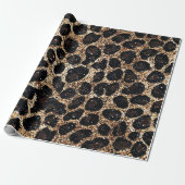 Luxus Glitter Gold Braun Schwarz Leopard Muster Geschenkpapier (Ungerollt)