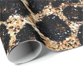 Luxus Glitter Gold Braun Schwarz Leopard Muster Geschenkpapier (Rolleneckpunkt)