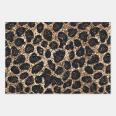 Luxus Glitter Gold Braun Schwarz Leopard Muster Geschenkpapier Set (Vorderseite 2)