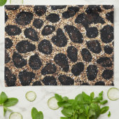 Luxus Glitter Gold Braun Schwarz Leopard Muster Geschirrtuch (Gefaltet)