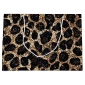 Luxus Glitter Gold Braun Schwarz Leopard Muster Große Geschenktüte (Vorderseite)