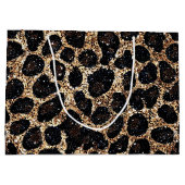 Luxus Glitter Gold Braun Schwarz Leopard Muster Große Geschenktüte (Rückseite)