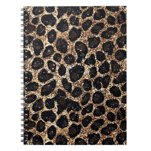 Luxus Glitter Gold Braun Schwarz Leopard Muster Notizblock (Vorderseite)