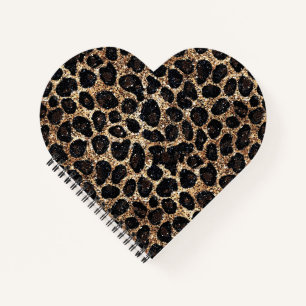 Luxus Glitter Gold Braun Schwarz Leopard Muster Notizblock