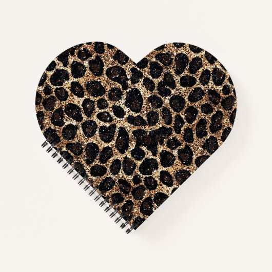 Luxus Glitter Gold Braun Schwarz Leopard Muster Notizblock (Vorderseite)