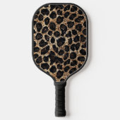 Luxus Glitter Gold Braun Schwarz Leopard Muster Pickleball Schläger (Vorderseite)