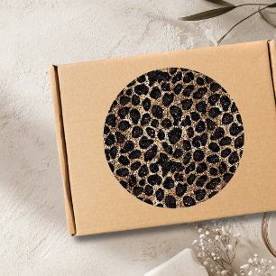 Luxus Glitter Gold Braun Schwarz Leopard Muster Runder Aufkleber