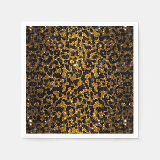 Luxus Glitter Gold Braun Schwarz Leopard Muster Serviette (Vorderseite)