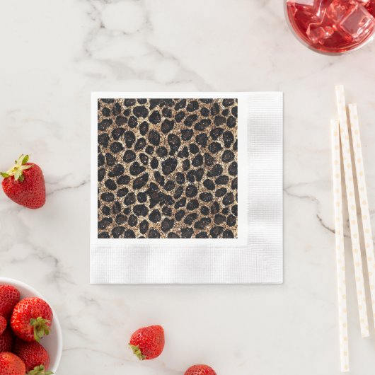 Luxus Glitter Gold Braun Schwarz Leopard Muster Serviette (Beispiel)