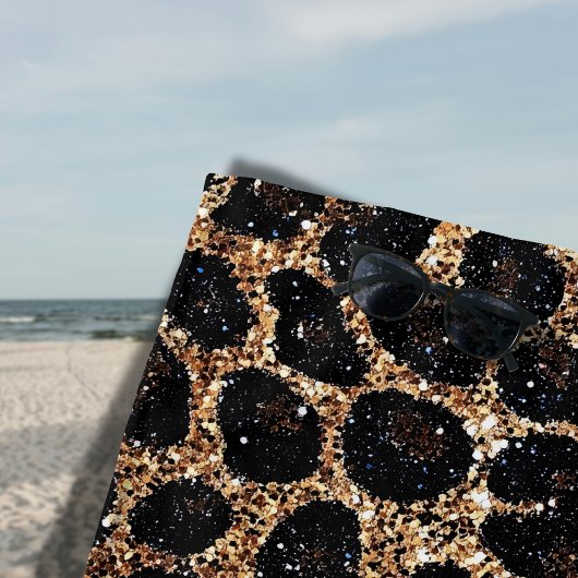 Luxus Glitter Gold Braun Schwarz Leopard Muster Strandtuch