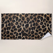 Luxus Glitter Gold Braun Schwarz Leopard Muster Strandtuch (Vorderseite)