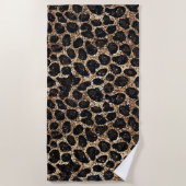 Luxus Glitter Gold Braun Schwarz Leopard Muster Strandtuch (Vorderseite)