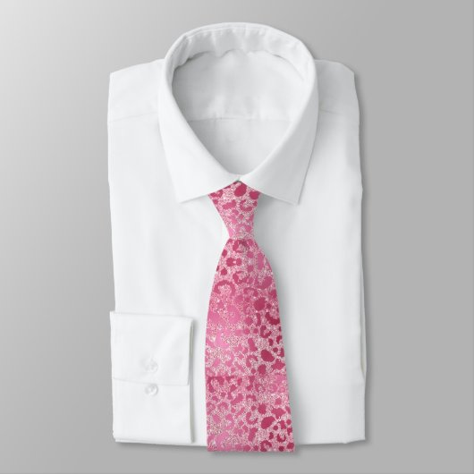 Luxus Glitter rosa Leopard Muster Krawatte (Gebunden)
