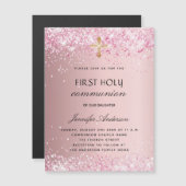 Luxus-Glitzer der ersten Kommune in Rosa Magneteinladung (Vorne/Hinten)