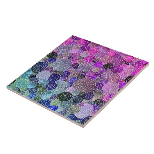 Luxus Glitzer Dots and Circles - farbenfroh lila Fliese (Seite)