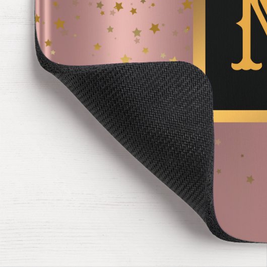 Luxus Glitzer Gold Pink Stars Mit Monogramm Mousepad (Ecke)