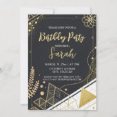 Luxus-Glitzer in Schwarz und Gold - Moderner Gebur Einladung (Vorderseite)
