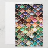 Luxus-Glitzer Mermaid Scales - Multicolor Briefpapier (Vorne/Hinten)