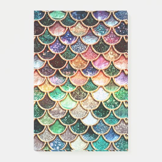 Luxus-Glitzer Mermaid Scales - Multicolor Post-it Klebezettel (Vorderseite)
