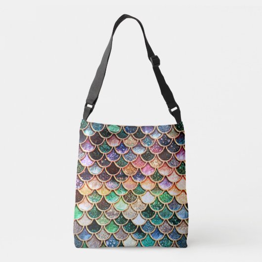 Luxus-Glitzer Mermaid Scales - Multicolor Tragetaschen Mit Langen Trägern (Rückseite)