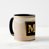 Luxus Glitzer Rose Gold Mit Monogramm Tasse (Vorderseite Links)
