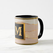 Luxus Glitzer Rose Gold Mit Monogramm Tasse (VorderseiteRechts)
