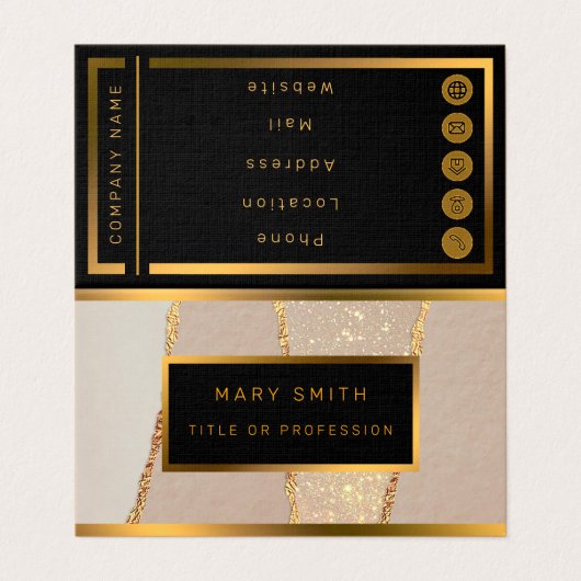 Luxus Glitzer Rose Gold Visitenkarten (Außenseite Aufgefaltet)