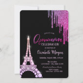 Luxus Glitzer Tropfen Eiffel Tower Quinceñera Einladung (Vorderseite)