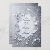 Luxus-Glitzer-Verlobungsparty Einladung (Vorne/Hinten)