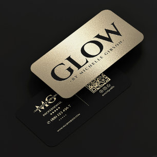 Luxus-Glowspezialistin Schwarze Faux-Gold-Ästhetik Visitenkarte