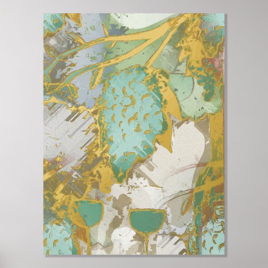 Luxus Gold abstrakte Trauben Kunstwerk Foliendrucke (Vorderseite)